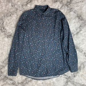 Perry Ellis Slim Fit Blue Shirt Size Large